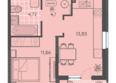 Теплые края, литер 4: Планировка 1-комн 36,25 - 37,35 м²