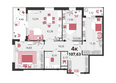 Родные просторы, литера 4: Планировка 4-комн 107,63 м²