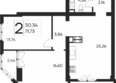 Ай-Петри: Планировка 2-комн 71,73 м²