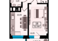 Грин Парк, литер 1: Планировка 1-комн 33,5 м²