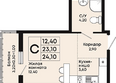 Премьер: Планировка Студия 24,1 м²