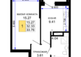 Октябрь Парк, 1.2: Планировка 1-комн 33,76 м²