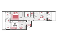 Родные просторы, литера 3: Планировка 2-комн 64,18 м²