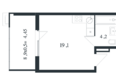 Новая Елизаветка, литер 4: Планировка Студия 27,35, 27,75 м²