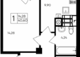 Парковые кварталы, этап 1: Планировка 1-комн 40,38 - 40,89 м²