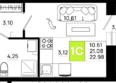 Октябрь Парк, 5.1: Планировка Студия 22,98 м²