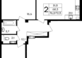 Дом на Маячной: Планировка 2-комн 76,2 м²