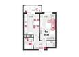 Родные просторы, литера 21: Планировка 1-комн 40,83 м²