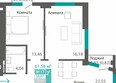 Клубный дом Маяковский: Планировка 2-комн 58,87, 59,64 м²