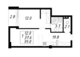 Парк-Озеро: Планировка 1-комн 39 м²