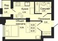 МЕЧТА, дом 1: Планировка 1-комн 36,95 м²