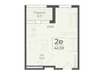 Ботаника, сек 1-2: Планировка 2-комн 42,59 м²