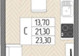Сады у моря, литер 3: Планировка 1-комн 23,3 м²