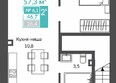 Удачное: Планировка Апартамент 56,9 - 58,4 м²