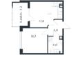 Новая Елизаветка, литер 3: Планировка 1-комн 35,1 м²