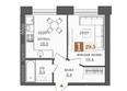 Олива, 1 корпус 1: Планировка 1-комн 29,5 м²