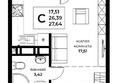 Рядом: Планировка Студия 27,64 м²