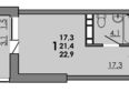 Gray (Грэй), кв-л 11-2: Планировка Студия 22,9 м²