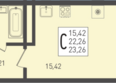 Огурцы, литера 2: Планировка Студия 23,26 м²