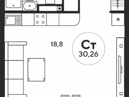 Продается Студия ЖК Гринсайд, 5.1-5.5, 30.11  м², 4450000 рублей