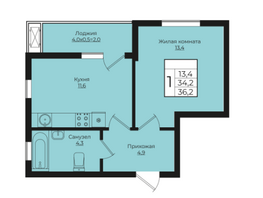 Продается 1-комнатная квартира ЖК Клубный квартал Европа 6, литера 1, 36.2  м², 7485436 рублей