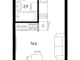 Продается Студия ЖК 5 элемент Аске, лит 5-10 стр.2, сек.4,5, 20.7  м², 2896965 рублей