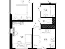 Продается 2-комнатная квартира ЖК 5 элемент Аске, лит 5-10 стр.1, сек.1,2,3, 43.9  м², 5329899 рублей