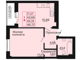 Продается 1-комнатная квартира ЖК Вишневый сад, дом 2.1, 45.19  м², 5558370 рублей