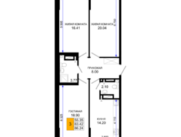 Продается 3-комнатная квартира ЖК Октябрь Парк, 1.2, 86.24  м², 10780000 рублей