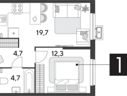 Продается 1-комнатная квартира ЖК Парк Победы 2, литера 28, 41.4  м², 6826860 рублей