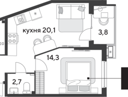 Продается 1-комнатная квартира ЖК Парк Победы 2, литера 28, 49.5 м², 7667550 рублей