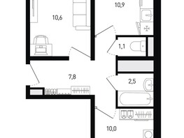 Продается 2-комнатная квартира ЖК 5 элемент Аске, лит 5-12 стр.2, сек.3,4,5,6, 45.2  м², 6260200 рублей