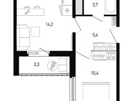 Продается 1-комнатная квартира ЖК Левенцовка Парк, лит 8-10 стр.1, сек.1,2,3, 35.4  м², 5904720 рублей