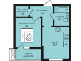 Продается 1-комнатная квартира ЖК Клубный квартал Европа 6, литера 1, 31.4  м², 7213836 рублей