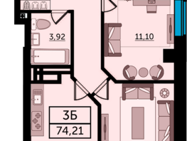 Продается 3-комнатная квартира ЖК Кристалл 2, 75.8  м², 14023000 рублей