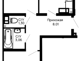 Продается 2-комнатная квартира ЖК Долина, Литер 1, 59.62  м², 6915920 рублей