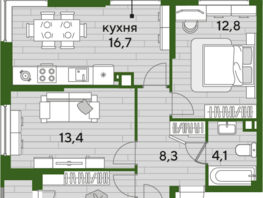 Продается 3-комнатная квартира ЖК DOGMA PARK (Догма парк), литера 1, 70 м², 9499000 рублей