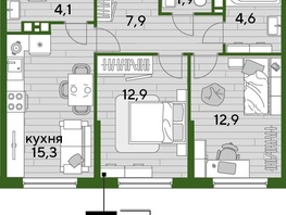 Продается 2-комнатная квартира ЖК DOGMA PARK (Догма парк), литера 15, 59.6 м², 8010240 рублей