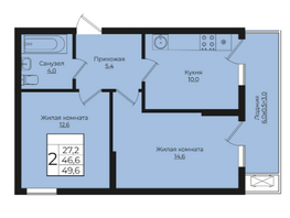 Продается 2-комнатная квартира ЖК Клубный квартал Европа 6, литера 1, 49.6  м², 9728544 рублей