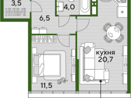 Продается 1-комнатная квартира ЖК DOGMA PARK (Догма парк), литера 19, 46.2 м², 7743121 рублей
