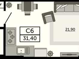 Продается Студия ЖК Акватория, литер 1, 31.61  м², 5531750 рублей