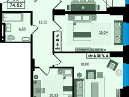 Продается 3-комнатная квартира ЖК Легенда Ростова, литер 10, 74.82  м², 9876240 рублей