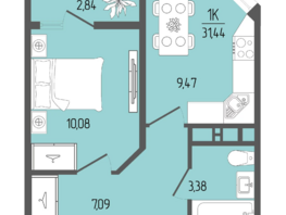 Продается 1-комнатная квартира ЖК ПРИМА, 31.44  м², 3970000 рублей