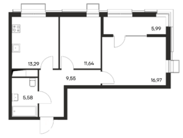 Продается 2-комнатная квартира ЖК Листория, этап 1, 63.02  м&sup2;, 9768100 рублей
