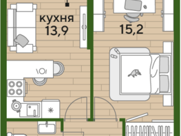 Продается 1-комнатная квартира ЖК DOGMA PARK (Догма парк), литера 21, 39.8 м², 5846620 рублей
