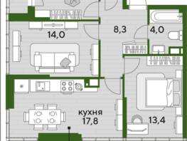 Продается 3-комнатная квартира ЖК DOGMA PARK (Догма парк), литера 17, 72.1 м², 10130050 рублей