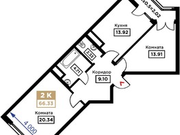 Продается 2-комнатная квартира ЖК Сердце, 66.33  м², 21557250 рублей