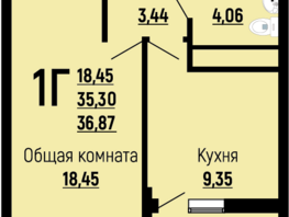 Продается 1-комнатная квартира ЖК Славянка, литера 10, 37.45 м², 5318000 рублей