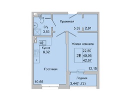 Продается 2-комнатная квартира ЖК Булгаков, дом 11 (секция 6,7), 42.31  м², 4577975 рублей