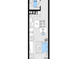 Продается Студия ЖК Резиденция морей, корпус В, 29.14  м², 8654580 рублей